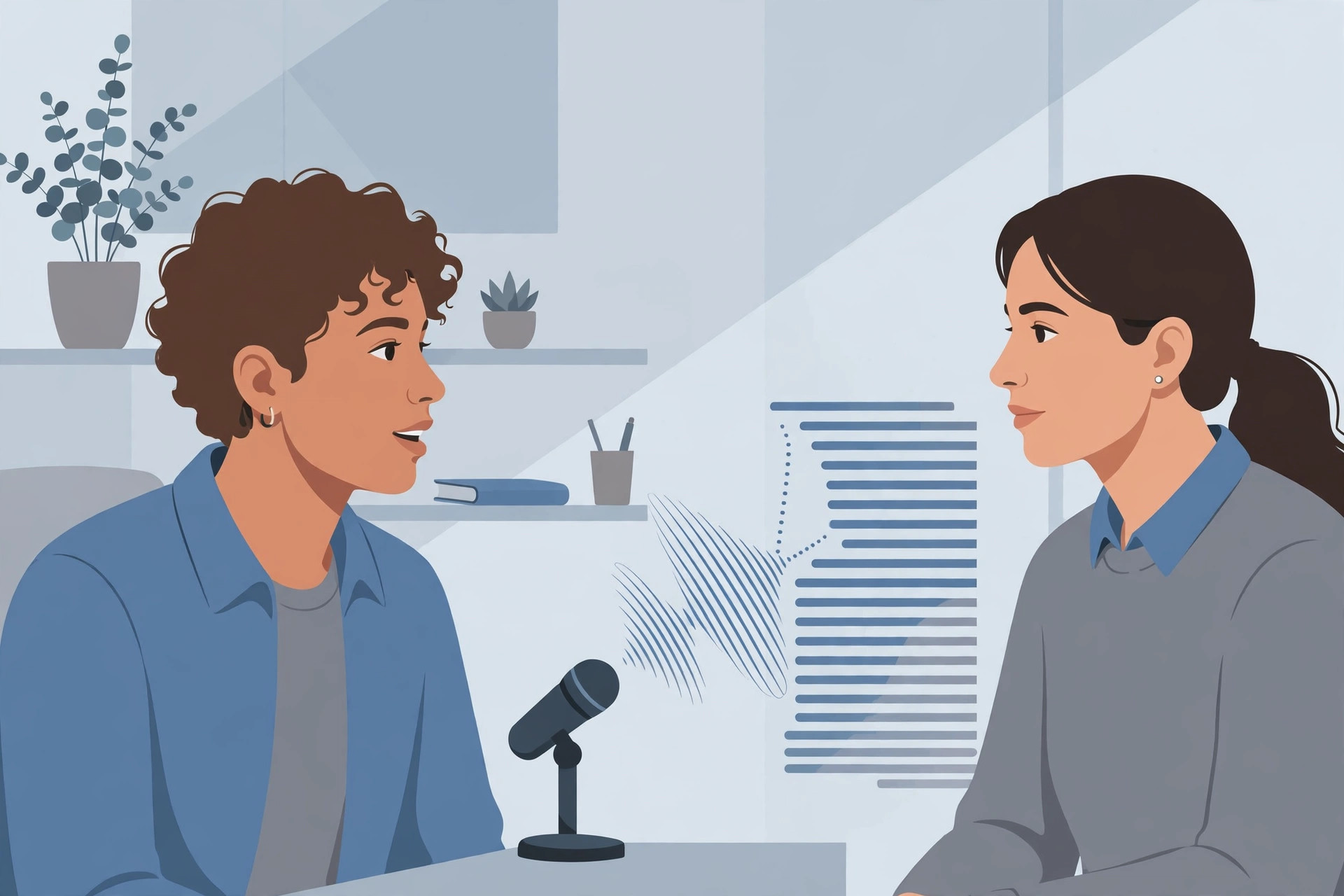 HR professional transcribing exit interviews to text for retention insights