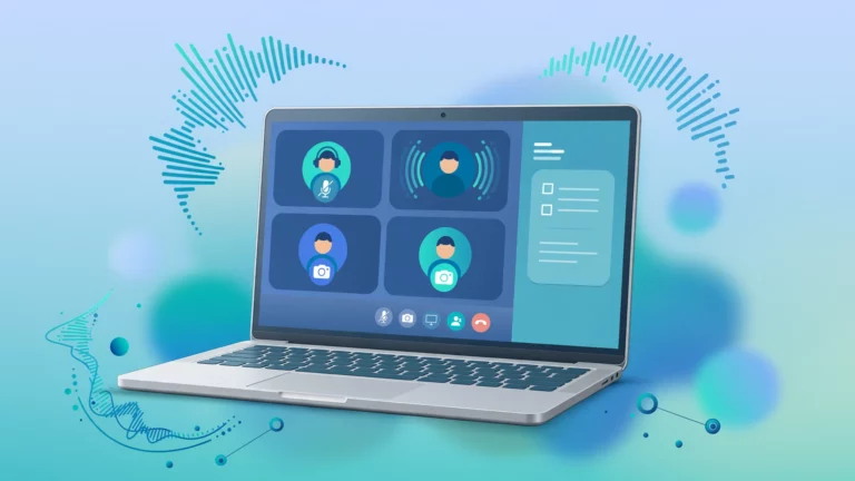 Otter.ai dashboard showing a live meeting transcript with speaker labels and an AI-generated summary